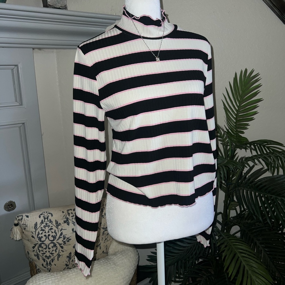 Juicy Couture Striped Black and White Women's Top Size L
